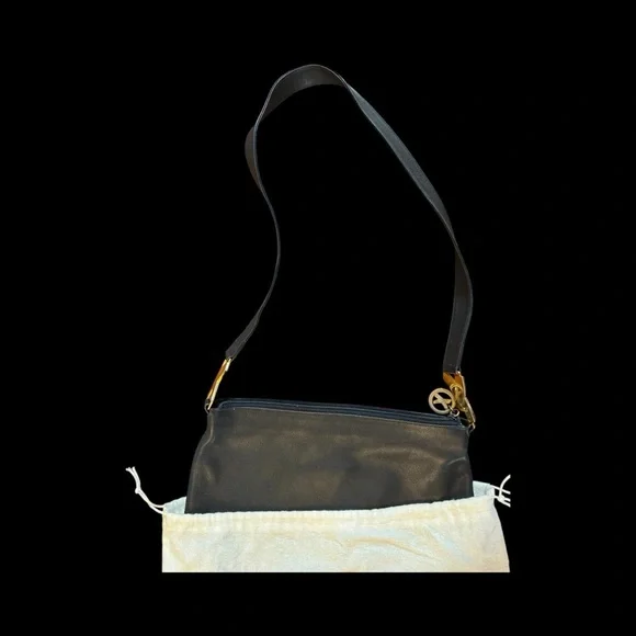 Paloma Picasso Elegant Black Shoulder Bag with Gold Details